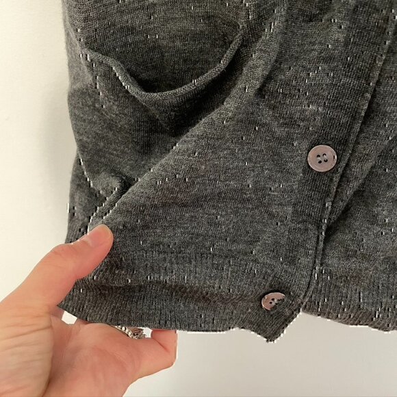 J.MCLAUGHLIN J MCLAUGHLIN Gray V-Neck 3/4 Sleeve MERINO WOOL Cardigan Sweater M - Picture 10 of 11